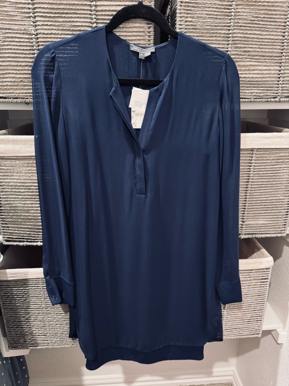 Navy Long Sleeve Tunic Blouse